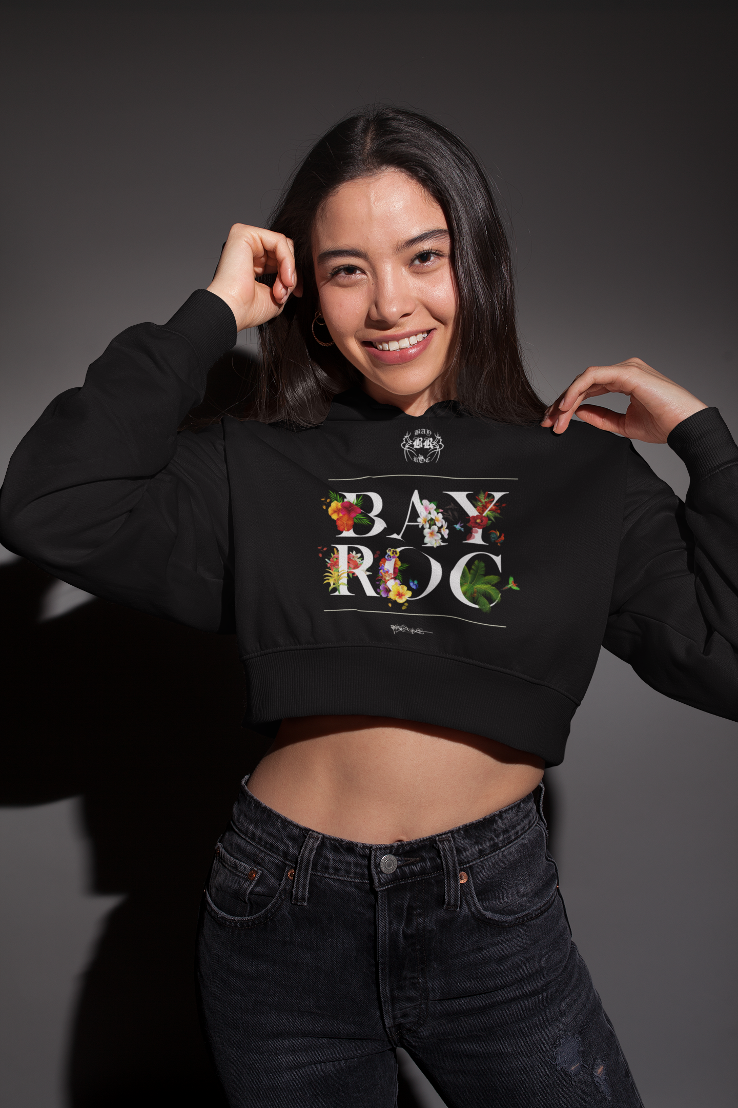 BAYROC Floral Crop Hoodie
